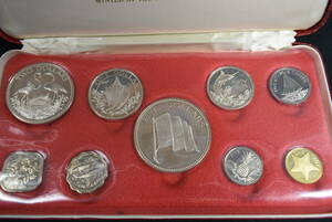 未開封品 栞付き 銀貨 1974年　バハマ連邦公式　プルーフセット　全9種　ケース付き　外貨　銀貨 .N
