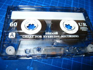 使用済み 中古　 カセットテープ　マクセル　UR　Type1　ノーマル　60分 1本 爪あり　　No.9021