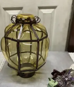 古いガラス瓶 照明傘 ②アンティーク インテリア 飴色 昭和レトロ アンティーク