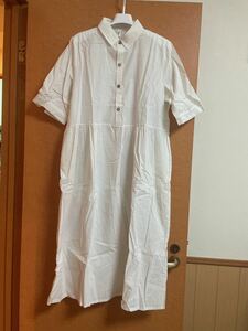 【着画あり】新品　ロングワンピース　ロングシャツ　半袖　白