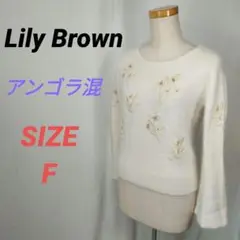 Lily Brown　リリーブラウン　セーター　花柄刺繍　アンゴラ混　レディース