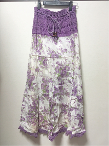 新品 難あり 紫 ロングスカート 花柄