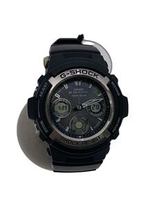 CASIO◆ソーラー腕時計・G-SHOCK/デジアナ/ラバー/BLK/BLK/SS