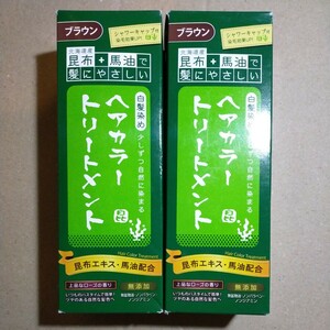 三和通商 北海道産 昆布+馬油で髪にやさしい ヘアカラートリートメント ブラウン 上品なローズの香り 白髪染め 200g 2個セット y9175-2-HF3