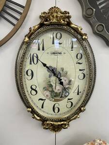 アンティーク風　壁掛け時計　ロココ　バラ　時計　バロック　クラシック　クロック 掛時計 壁飾り ウォールデコレーション ウォールアート