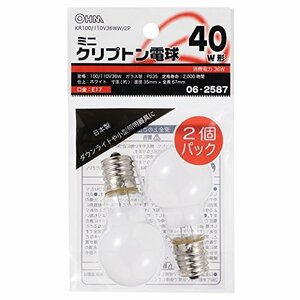 【中古】 ミニクリプトン電球 E17/40W形 ホワイト 2個入 KR100/110V36WW/2P 06-2587