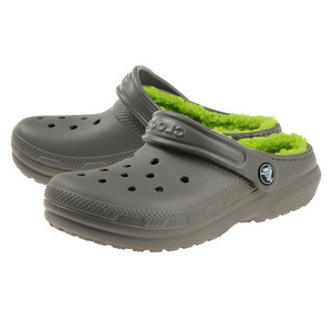 18.5cm クロックス グレー classic lined clog クラッシック ラインド クロッグ ボア slate grey volt green C12 crocs 新品