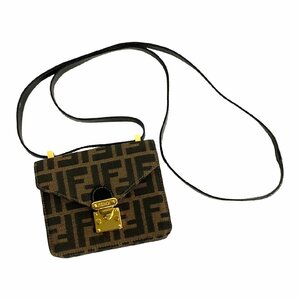 ほぼ未使用 FENDI フェンディ ズッカ ロゴ レザー 本革 キャンバス 2way ハンドバッグ ミニ ショルダーバッグ ブラウン カーキ 19088