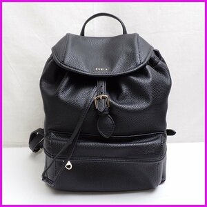 ★未使用 FURLA/フルラ リュックサック/ブラック×ゴールド金具/レザー/保管袋・Gカード付き/バックパック/かばん&1219300305