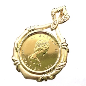  カナダ メイプル金貨 K18/24 純金 エリザベス二世 1983年 13.3g ダイヤモンド 1/4オンス イエローゴールド ペンダントトップ コレクション