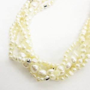 5連 ベビーパール バロックパール ネックレス 真珠 シルバー金具 ホワイト 約55cm ■GY11 レディース