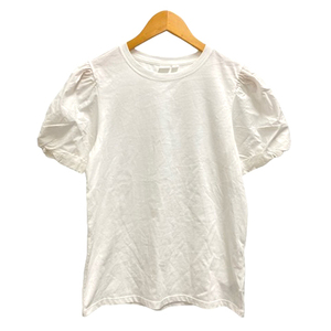未使用品 ギャップ GAP Tシャツ カットソー クルーネック パフスリーブ 半袖 無地 XS 白 ホワイト レディース