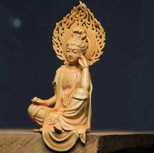 新品★黄楊木彫自在観音 禅の居間玄関の仏像置物