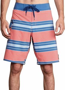 RVCA Uncivil Stripe Boardshort Coral Pink W32 ボードショーツ