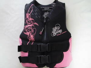 中古 HOスポーツ ライフジャケット 子供用 女の子 女児用 ピンク 黒 ブラック マリンスポーツ ライフベスト 救命胴衣