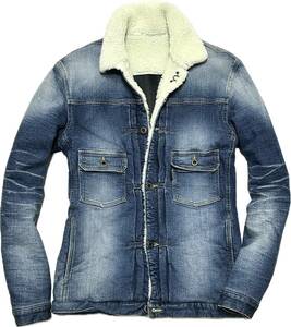 定価6.8万 wjk ITALY BOA STRETCH KNIT DENIM BLOUSON サイズM イタリアンボアストレッチデニムブルゾン Gジャン akm 1piu ジュンハシモト