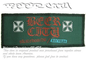 BEER CITY (ビアシティ) ワッペン パッチ 刺繍 Iron Cross patch Green スケボー SKATE SK8 スケートボード HARD CORE PUNK