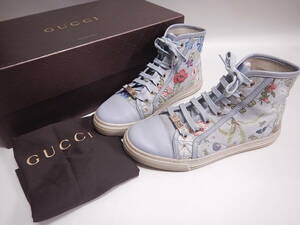 ■GUCCI グッチ ハイカット スニーカー フローラ レザー 380960 レディース サイズ36（23ｃｍ）■