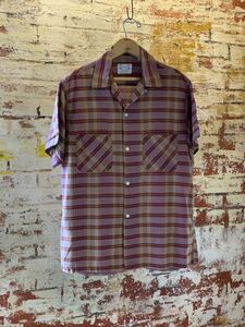 60s SEARS PLAID OPEN COLLAR SHIRT ヴィンテージ ビンテージ チェックシャツ オープンカラーシャツ 開襟シャツ 50s アメトラ 送料無料