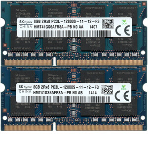 【DDR3 8GBx2枚 合計16GB ノートPC用】＜動作確認済＞SK hynix 低電圧 1.35V DDR3L-1600 (PC3L-12800S) HMT41GS6AFR8A-PB 2枚【中古】H144