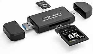 ブラック SD カードリーダー USB-C 2-in-1 USB3.0 Type C カード リーダー 同時読み書き ブラック
