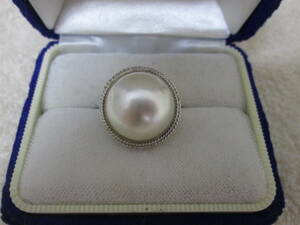 (18) ☆K10 10金相当 半円真珠 パール マベパール リング 指輪 約5.5g サイズ8号