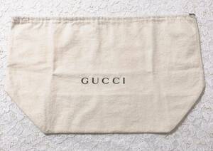 グッチ「GUCCI」バッグ保存袋 旧型 ヴィンテージ（2924) 正規品 付属品 内袋 布袋 巾着袋 ホワイト 布製 起毛生地 29×29×18cm マチあり