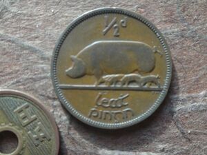 アイルランド　1/2Penny　青銅　1937年　KM#2　(25.5mm, 5.4g)