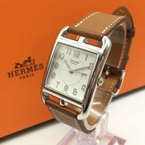 ○5/10X2 Hermes/エルメス ケープコッド 3針 Date デイト メンズ クォーツ 腕時計 レザーベルト CC2.710 付属品あり