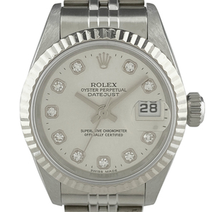 ロレックス ROLEX デイトジャスト 10Pダイヤ 69174G 腕時計 SS WG ダイヤモンド 自動巻き シルバー レディース 【中古】