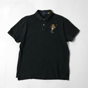 希少 人気デザイン ポロ ラルフローレン Polo Ralph Lauren 半袖 ポロベア 刺繍 鹿の子 ポロシャツ L グレー ベアー 熊 ロゴ