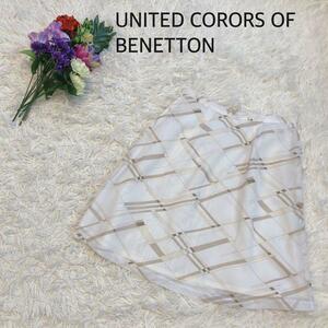 UNITED CORRORS OF BENETTON ユナイテッドカラーズオブベネトン スカート 台形 幾何学模様 M ホワイト 白 レディース イタリア製