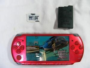 ☆SONY PSP-3000(ラディアント・レッド) 動作確認済み 電池・メモリースティック・ゲーム3本付