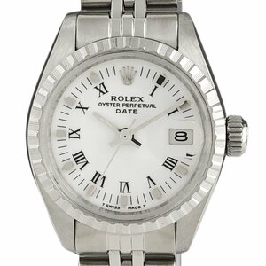 ロレックス ROLEX オイスターパーペチュアル デイト 6924 腕時計 SS 自動巻き ホワイト レディース 【中古】