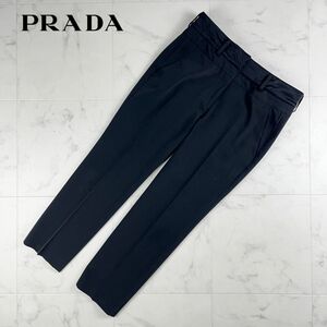 美品 PRADA プラダ イタリア製 センタープレス テーパードクロップドパンツ ボトムス レディース 黒 ブラック サイズ40*JC354