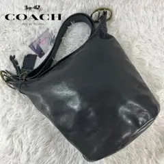 coach コーチ ショルダーバッグ レザー チャーム ブラック バケツ型 ロゴ