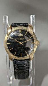 $ JAGER・LECOULTRE AUTOMATIC ジャガー・ルクルト ハーフローター・パワーリザーブ・CAL:481 黒文字盤 アンティーク 腕時計