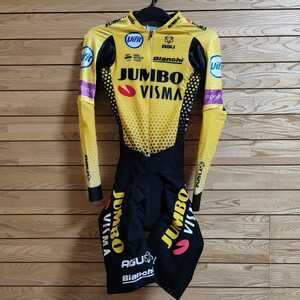 支給品　スキンスーツ　Jumbo visma　ユンボヴィスマ AGU サイクルジャージ ワンピース エアロ ロット　Lotto Bianchi 自転車 ロードバイク
