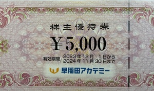 送料無料！！　早稲田アカデミー 株主優待券：5,000円分