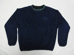 ☆ 90s USA製 BLACK DIAMOND ブラックダイヤモンド 刺繍 ロゴ クルーネック フリース ジャケット sizeM 紺 ☆古着 パタゴニア オールド 80s