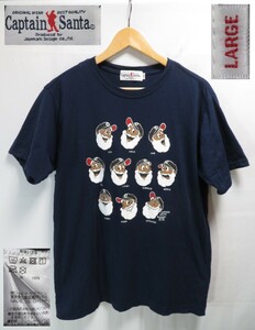 ★Lサイズ【Captain Santa/キャプテンサンタ】フロントプリント/ネイビー【ゆうパケットなら送料無料】半袖/Tシャツ/ジョイマークデザイン