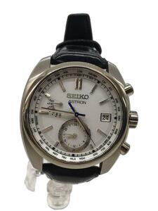 SEIKO◆ASTRON/アストロン/ソーラー腕時計/アナログ/レザー/WHT/BLK/8B63-0AZ0