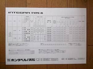 ’95年10月・DC2/B8・インテグラ・タイプR・価格表 カタログ　無