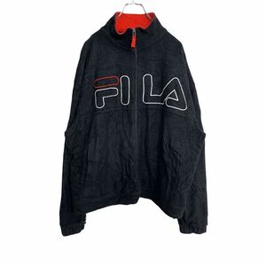 FILA ジップアップ フリースジャケット Mサイズ フィラ ブラック 古着卸 アメリカ仕入 t2112-3587