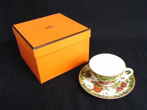 1000円スタート カップ&ソーサー HERMES エルメス Le jardin de Pythagore ピタゴラスの庭 口径8.8×高さ5.5cm 箱付 食器 陶器 3 Z①918