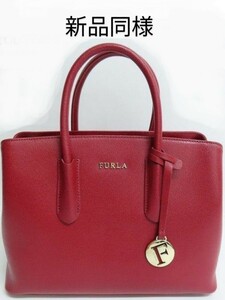 新品同様 フルラ TESSA 2way ハンドバッグ ショルダーバッグ ワインレッド 本革 FURLA