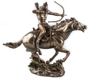 馬に乗り、矢を射ろうとする、モヒカン戦士の像 彫刻 置物彫像/ 西部劇 カントリー ロッキー山脈 インディアン(輸入品)