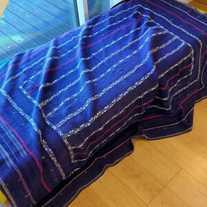 88インド ヴィンテージ カンタキルト ラグ ラリーキルト ソファーカバー リメイクファブリック 布 kantha quilt 刺し子 手刺繍 紫