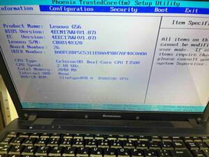 【ジャンク】Lenovo ノート PC ◆G560E ◆ Celeron T3500 ◆ メモリー2GB / HDD 無◆Y087