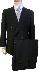 A5 夏 ダブル ブラック フォーマル スーツ 紳士 ワンタック 黒 アジャスター付 R1880